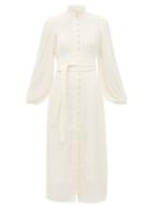 Matchesfashion.com Zimmermann - Espionage Fil Coup Pliss Dress - Womens - White