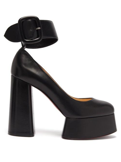 Matchesfashion.com Christian Louboutin - Delightfool 130 Ankle-strap Platform Leather Pumps - Womens - Black