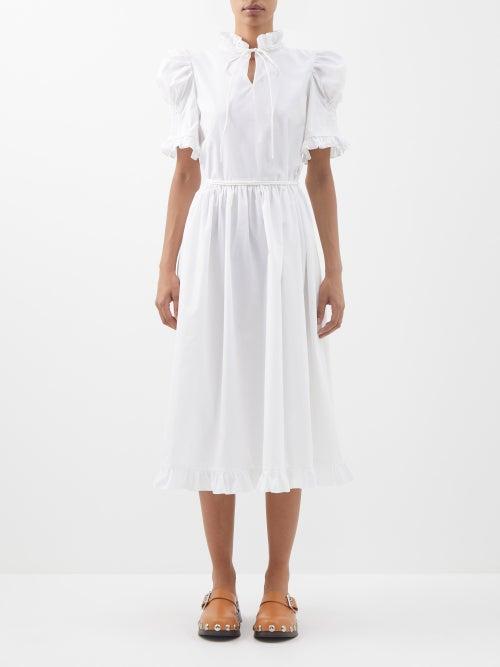 Horror Vacui - Leandra Ruffled Cotton-poplin Midi Dress - Womens - White