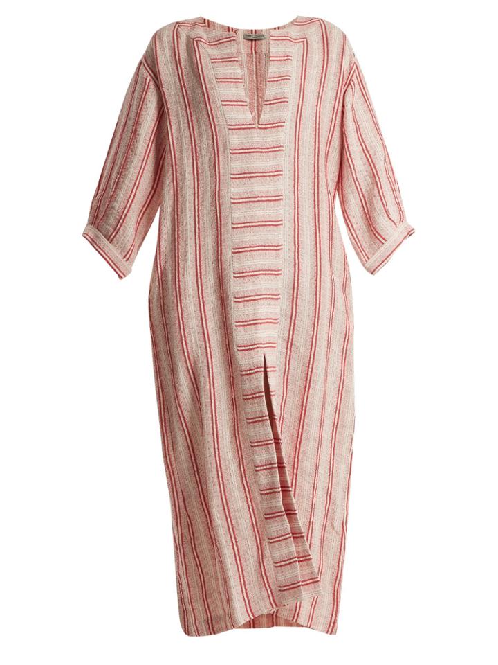 Three Graces London Mayella Striped Linen-blend Kaftan