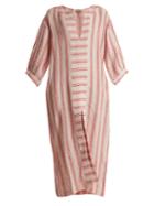 Three Graces London Mayella Striped Linen-blend Kaftan