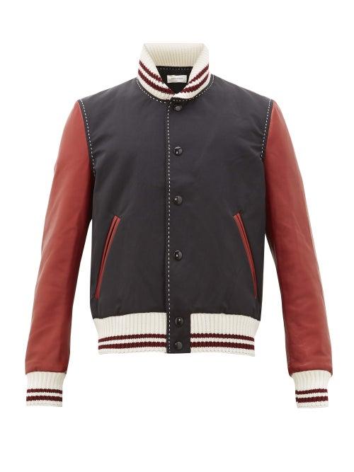 Matchesfashion.com Wales Bonner - Diaz Cotton-blend Baseball Jacket - Mens - Black Burgundy