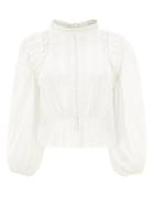 Isabel Marant Toile - Jassie Lace-trimmed Pleated-cotton Blouse - Womens - White