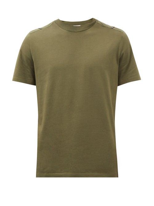 Moncler - Logo-patch Panelled Cotton-jersey T-shirt - Mens - Khaki