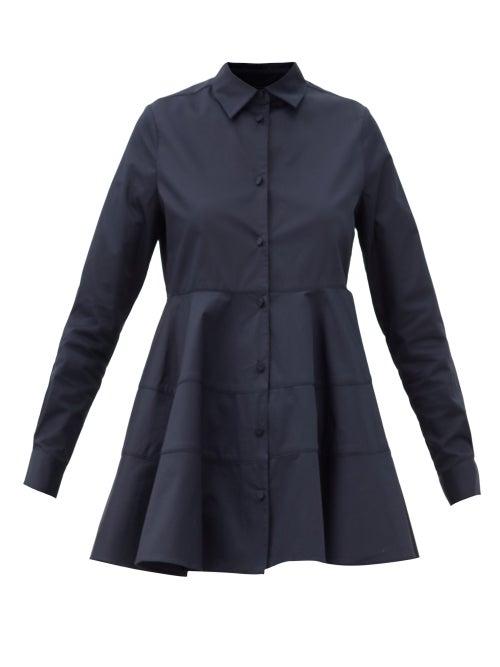 Matchesfashion.com Co - Peplum-hem Cotton-poplin Shirt - Womens - Navy