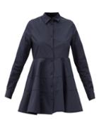 Matchesfashion.com Co - Peplum-hem Cotton-poplin Shirt - Womens - Navy