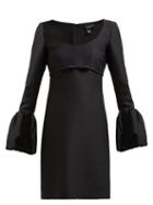 Matchesfashion.com Giambattista Valli - Scoop Neck Bubble Cuff Crepe Mini Dress - Womens - Black