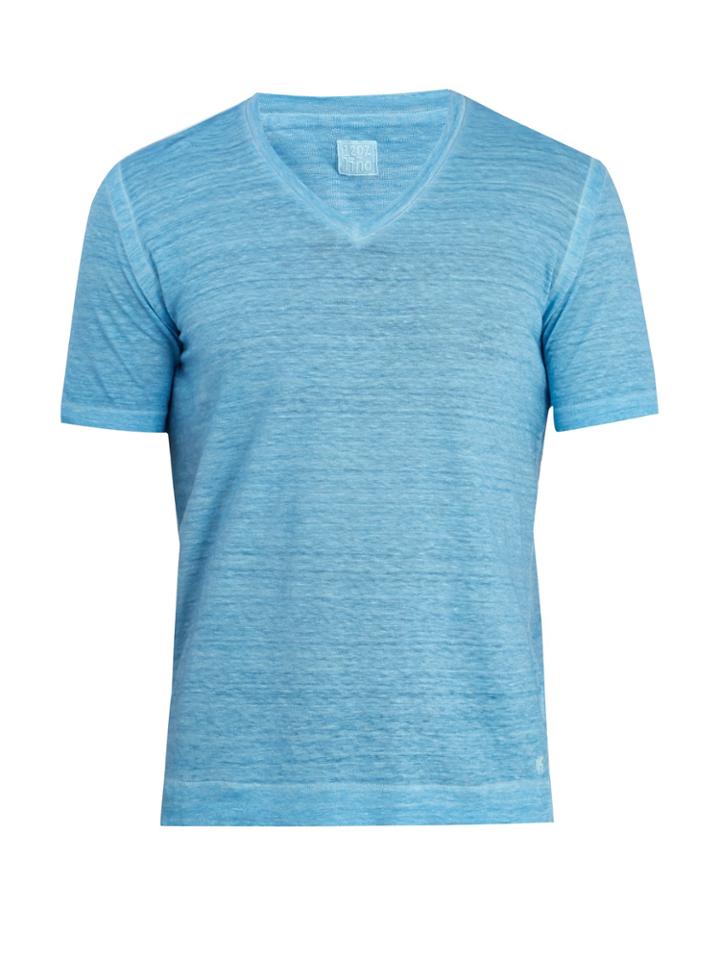 120 Lino V-neck Linen-jersey T-shirt