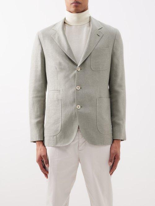 Brunello Cucinelli - Notch Lapel Single-breasted Blazer - Mens - Light Green