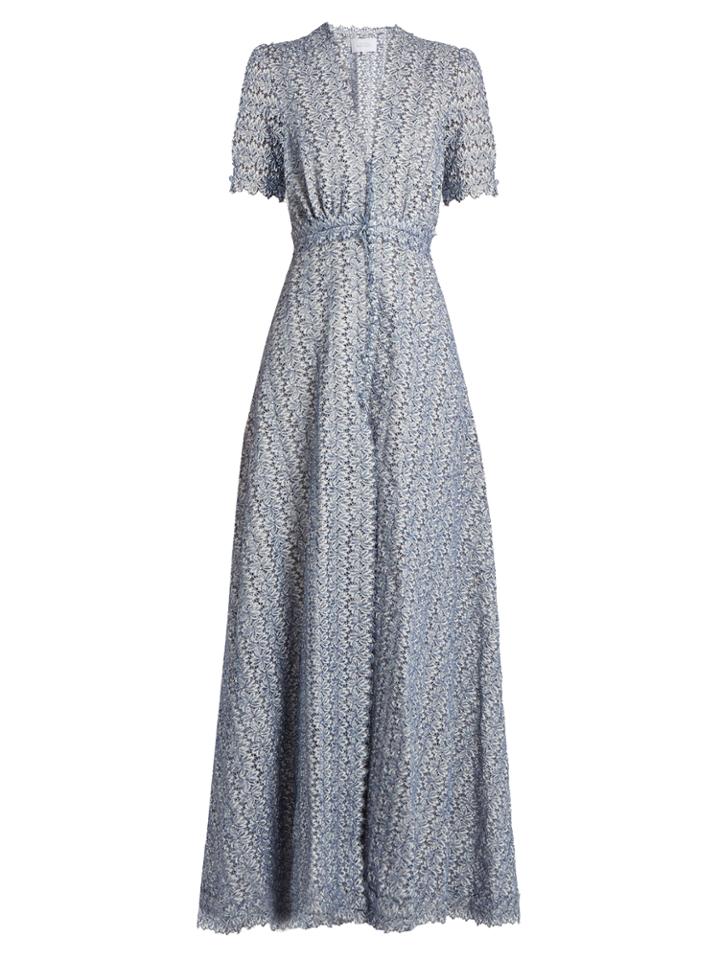 Luisa Beccaria Floral-embroidered Cotton-blend Dress