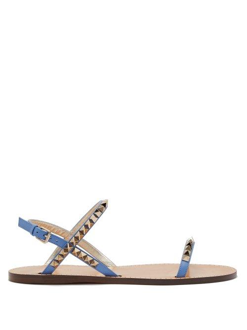 Matchesfashion.com Valentino - Rockstud No Limit Leather Sandals - Womens - Blue