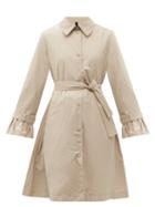 Matchesfashion.com Moncler - Gathered-cuff Micro-faille Coat - Womens - Beige