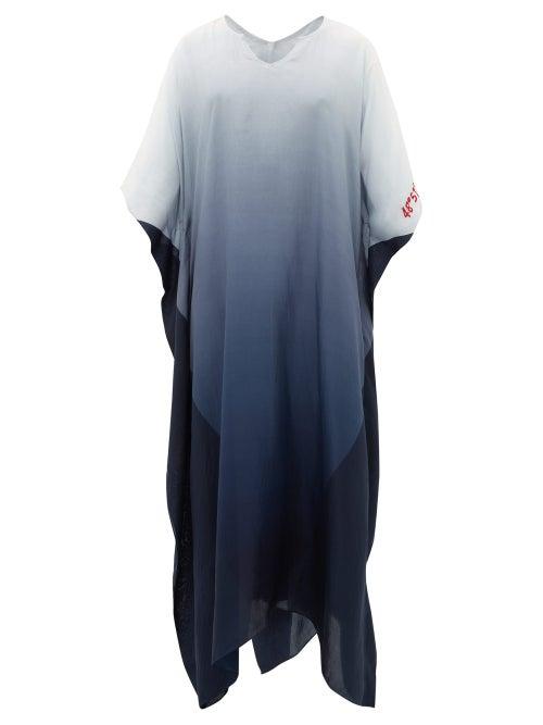 Matchesfashion.com Kilometre Paris - Sidi Kaouki Gradient-silk Kaftan - Womens - Dark Blue