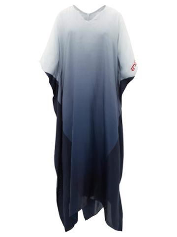 Matchesfashion.com Kilometre Paris - Sidi Kaouki Gradient-silk Kaftan - Womens - Dark Blue