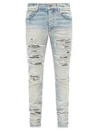 Matchesfashion.com Amiri - Bandana Thrash Distressed Skinny Jeans - Mens - Blue