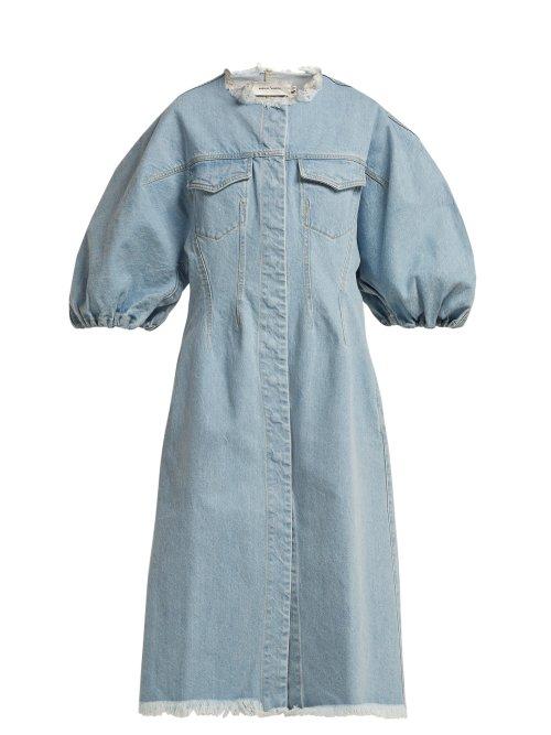 Matchesfashion.com Marques'almeida - Puff Sleeve Denim Dress - Womens - Denim