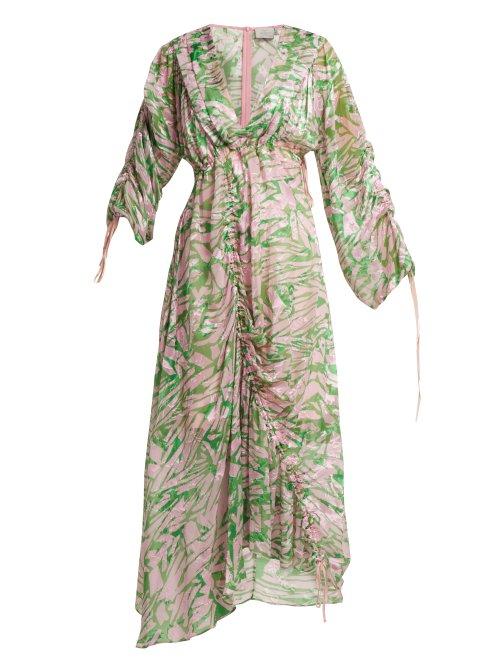 Matchesfashion.com Preen By Thornton Bregazzi - Cleo Silk Blend Midi Dress - Womens - Pink Multi