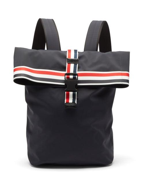 Mens Bags Thom Browne - Striped-trim Nylon Backpack - Mens - Dark Grey