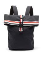 Mens Bags Thom Browne - Striped-trim Nylon Backpack - Mens - Dark Grey