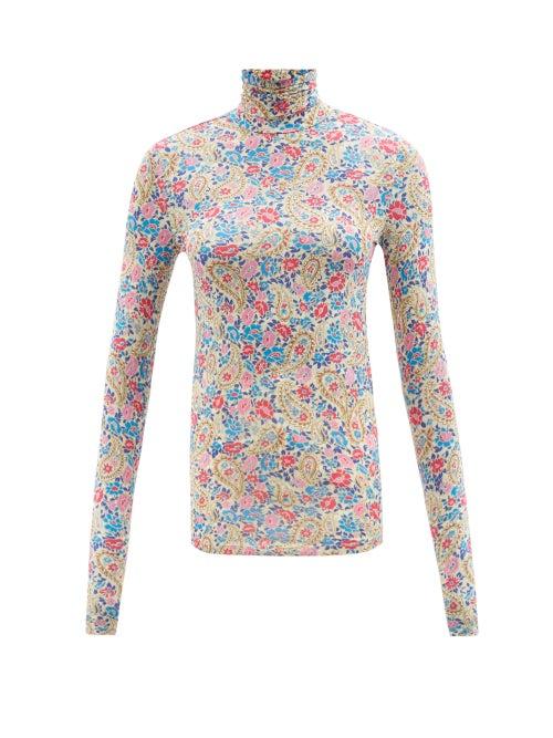 Isabel Marant - Lizyela Roll-neck Paisley Jersey Top - Womens - Multi