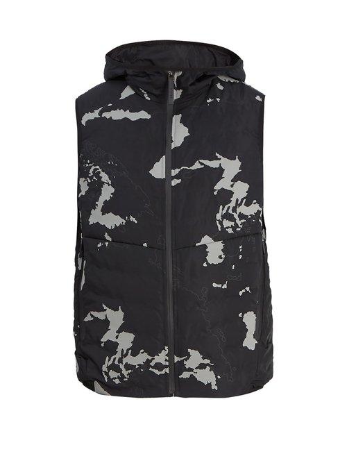 Matchesfashion.com Blackbarrett By Neil Barrett - Globe Print Shell Hooded Gilet - Mens - Black Multi