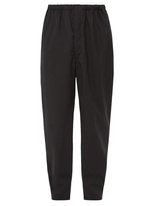 Matchesfashion.com Lemaire - Jacquard Chevron Virgin Wool Poplin Trousers - Mens - Black