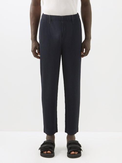 Homme Pliss Issey Miyake - Technical-pleated Trousers - Mens - Navy