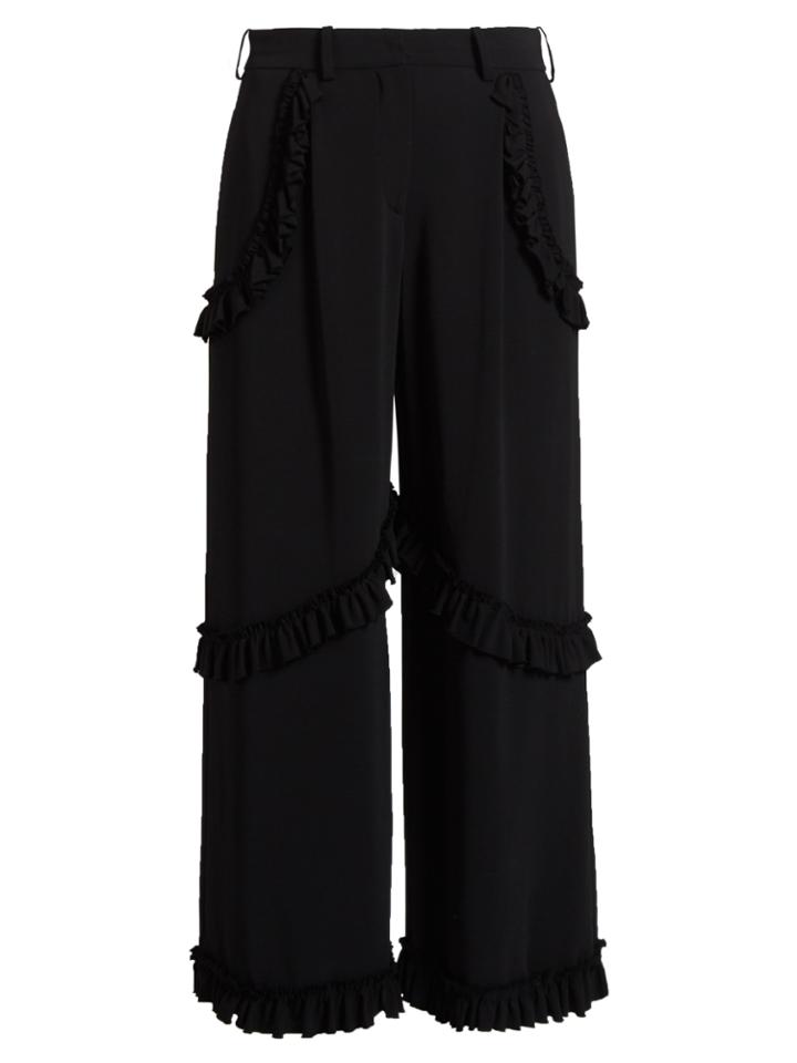 Simone Rocha Ruffled Wide-leg Crepe Trousers