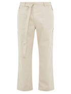 Matchesfashion.com Deveaux - Mid Rise Knotted Belt Cotton Trousers - Mens - Beige