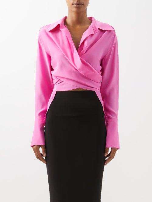 Gauge81 - Sabinas Wrap-front Silk Top - Womens - Pink