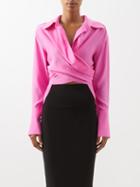 Gauge81 - Sabinas Wrap-front Silk Top - Womens - Pink