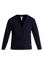 Matchesfashion.com Loewe - Cropped Wool Cardigan - Womens - Navy