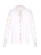 Saint Laurent Pussybow-neck Crepe De Chine Blouse