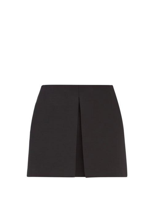 Valentino - Crepe Couture Knife-pleat Wool-blend Skort - Womens - Black
