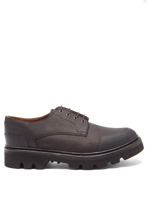 Matchesfashion.com Grenson - Gillespie Leather-trimmed Suede Derby Shoes - Mens - Black