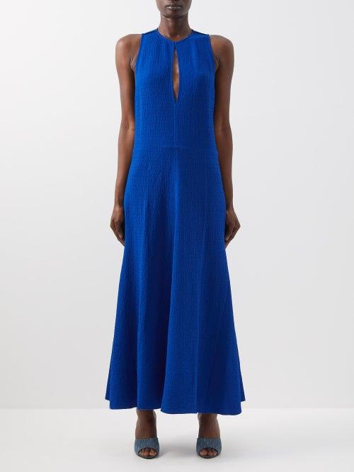 Victoria Beckham - Keyhole Cloqu Maxi Dress - Womens - Blue