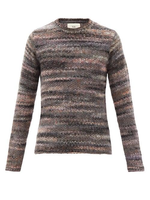 Matchesfashion.com Folk - Marbled Space-dye Knit Sweater - Mens - Grey Multi