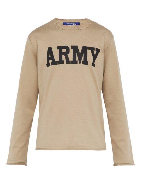 Matchesfashion.com Junya Watanabe - Army Print Cotton Sweatshirt - Mens - Beige