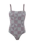 Matchesfashion.com Belize - Joan Patchwork Seersucker And Poplin Swimsuit - Womens - Purple Multi