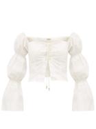 Matchesfashion.com Cult Gaia - Claire Gathered Sleeve Cotton Blend Top - Womens - White