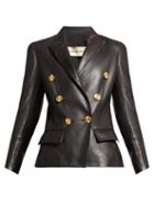 Matchesfashion.com Alexandre Vauthier - Double Breasted Leather Blazer - Womens - Black