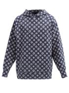 Matchesfashion.com Giorgio Armani - Logo-jacquard Cotton-blend Hooded Sweatshirt - Mens - Blue Multi