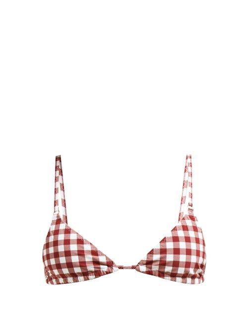 Matchesfashion.com Belize - Chiara Gingham Triangle Bikini Top - Womens - Red White