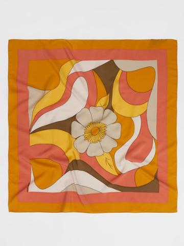 Saint Laurent - 70s Flower-print Silk Scarf - Womens - Orange Multi