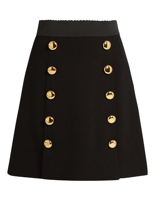 Dolce & Gabbana Button-front Wool-blend Crepe Skirt