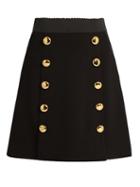 Dolce & Gabbana Button-front Wool-blend Crepe Skirt
