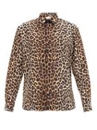 Matchesfashion.com Saint Laurent - Leopard-print Silk Shirt - Mens - Brown Multi