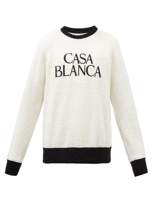 Casablanca - Logo-embroidered Fleece Sweatshirt - Mens - White