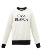 Casablanca - Logo-embroidered Fleece Sweatshirt - Mens - White