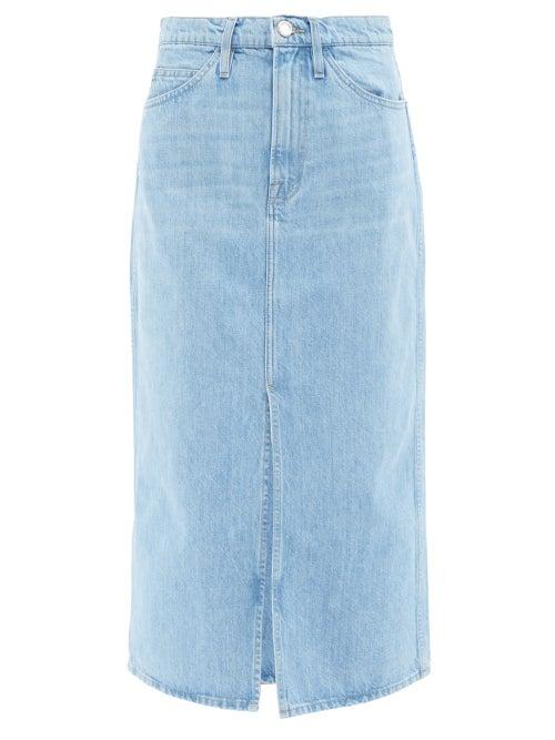 Frame - Le Italien Denim Midi Skirt - Womens - Light Denim